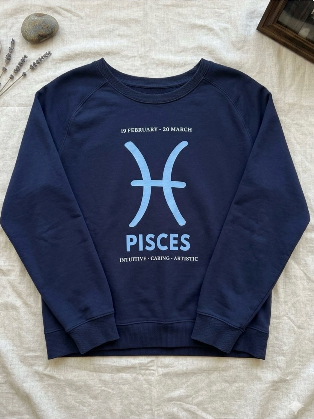 Anthropologie The Zodiac Sweatshirt by Catherine O’Sullivan Pisces Navy Blue XL